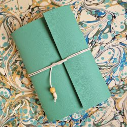 teal leather journal