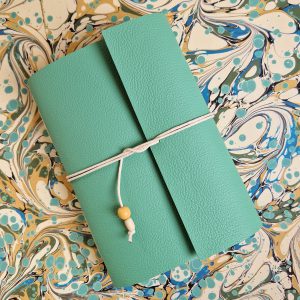 teal leather journal