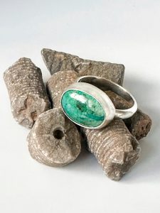 green chrysocolla stone ring
