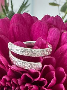 textured silver roll round ring